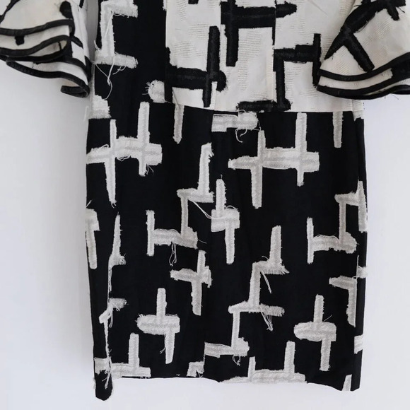 Autumn Adeigbo Giada Dress Cream & Black Bell Sleeve Midi Dress  2 - Picture 9 of 13